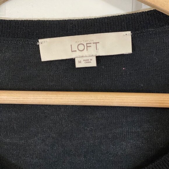 LOFT Metallic Jacquard Front Sweater – Black/Gold – SZ M - Picture 6 of 7